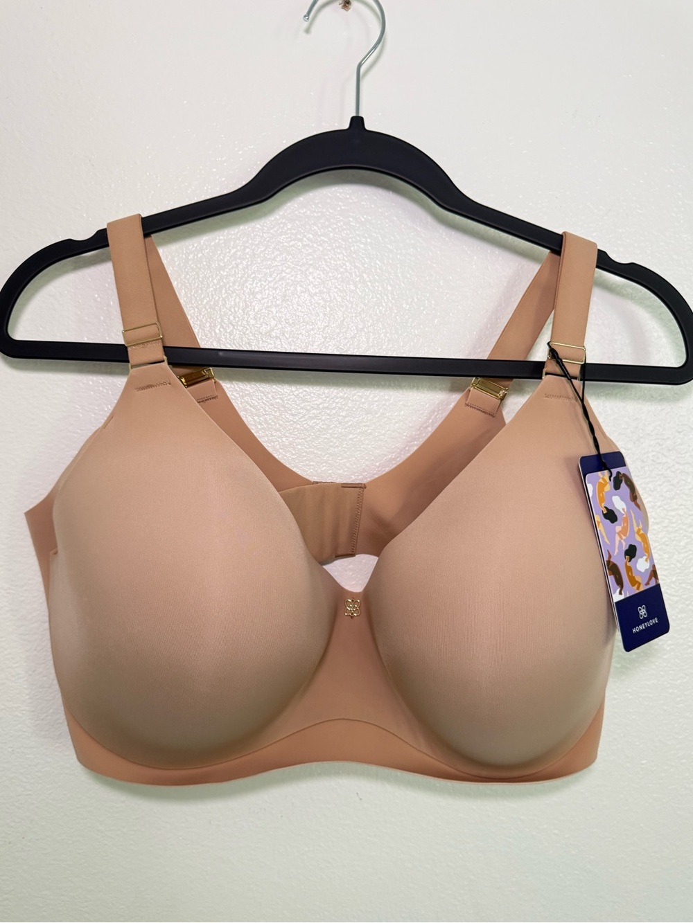 NWT Honeylove CloudEmbrace Bra Sand 40DDD Wireless T-Shirt Bra